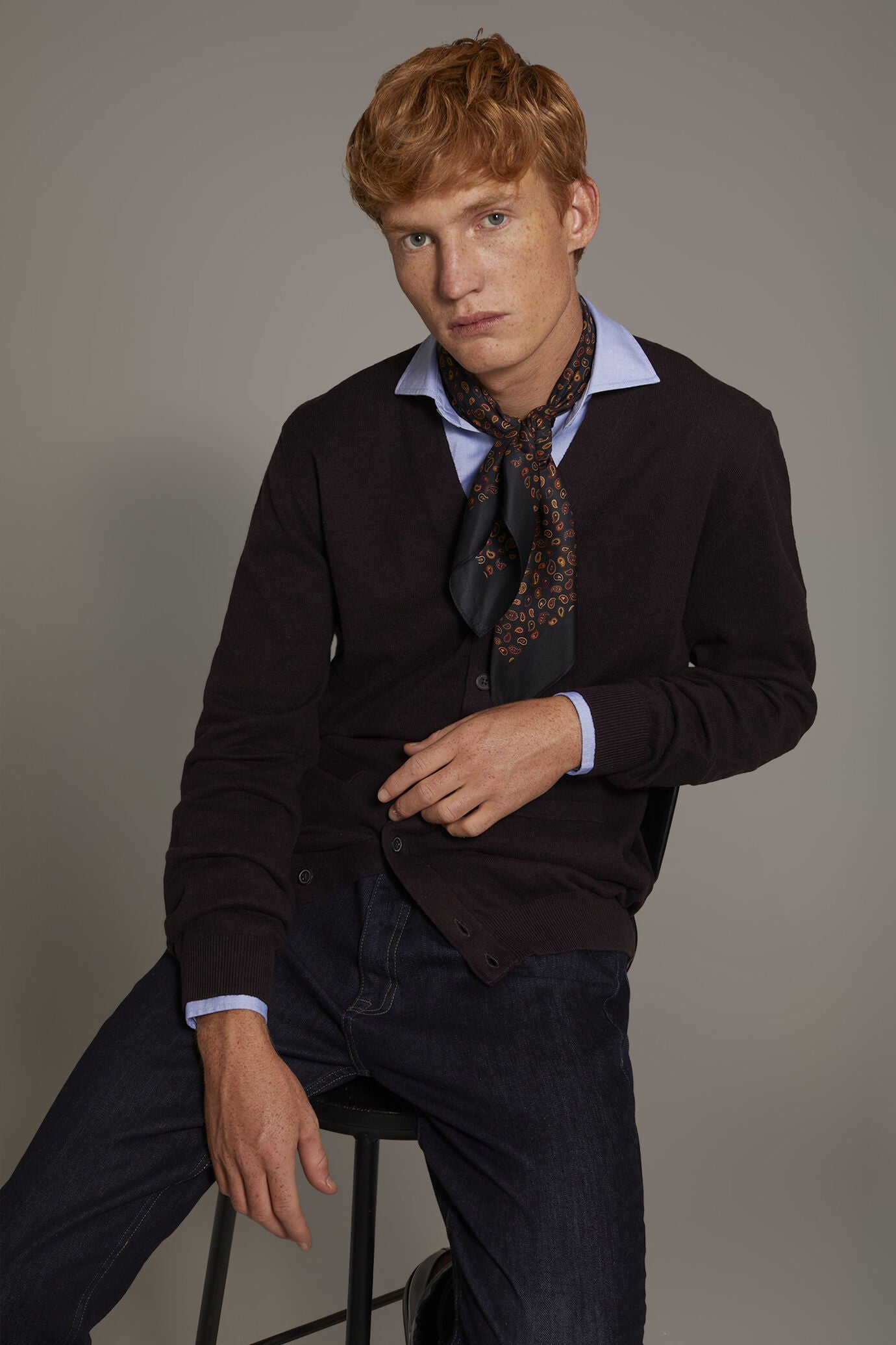 V neck wool blend cardigan