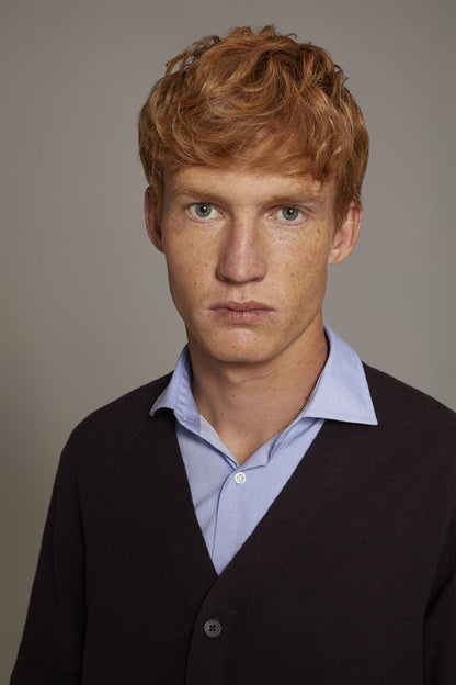 V neck wool blend cardigan