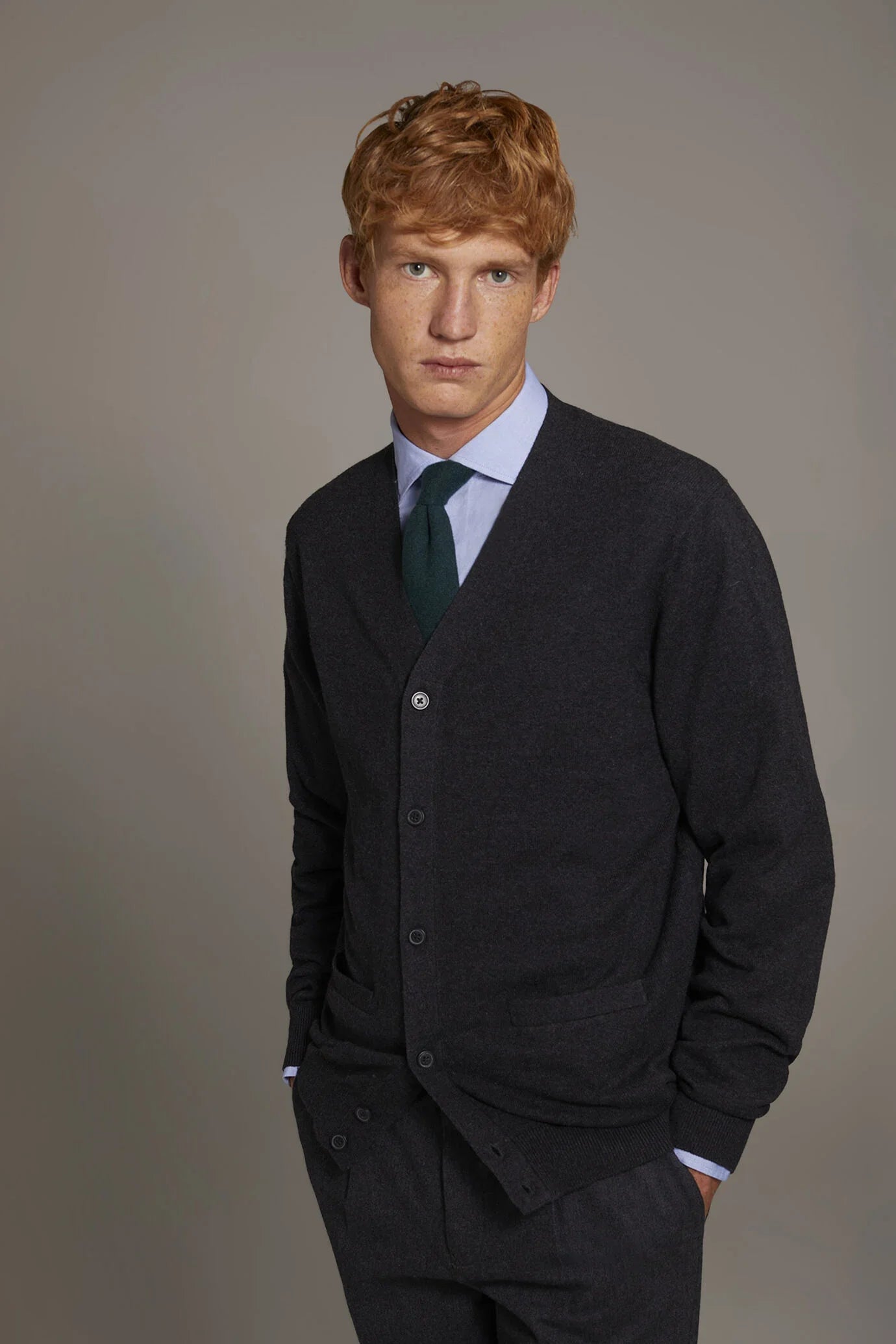 V neck wool blend cardigan