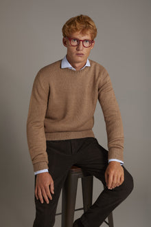 Round neck wool blend sweater