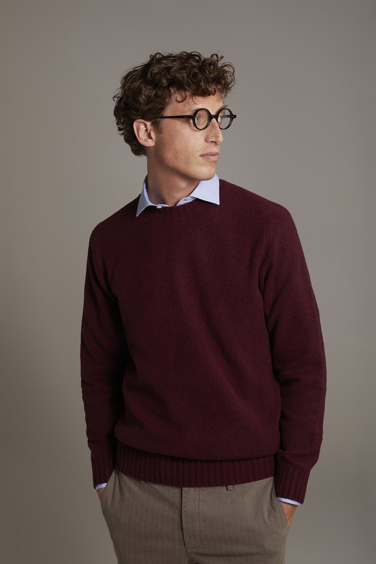 Lambswool blend round neck sweater