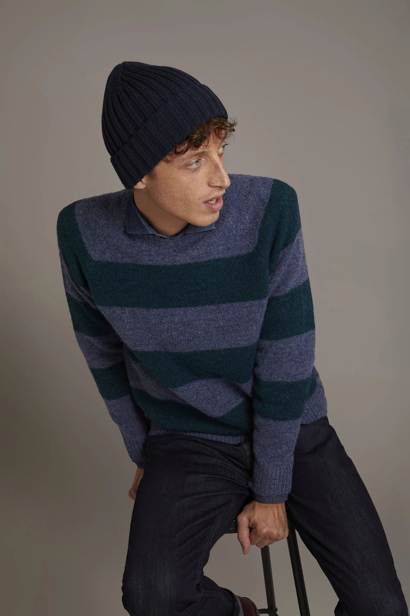 Mohair wool blend round neck sweater