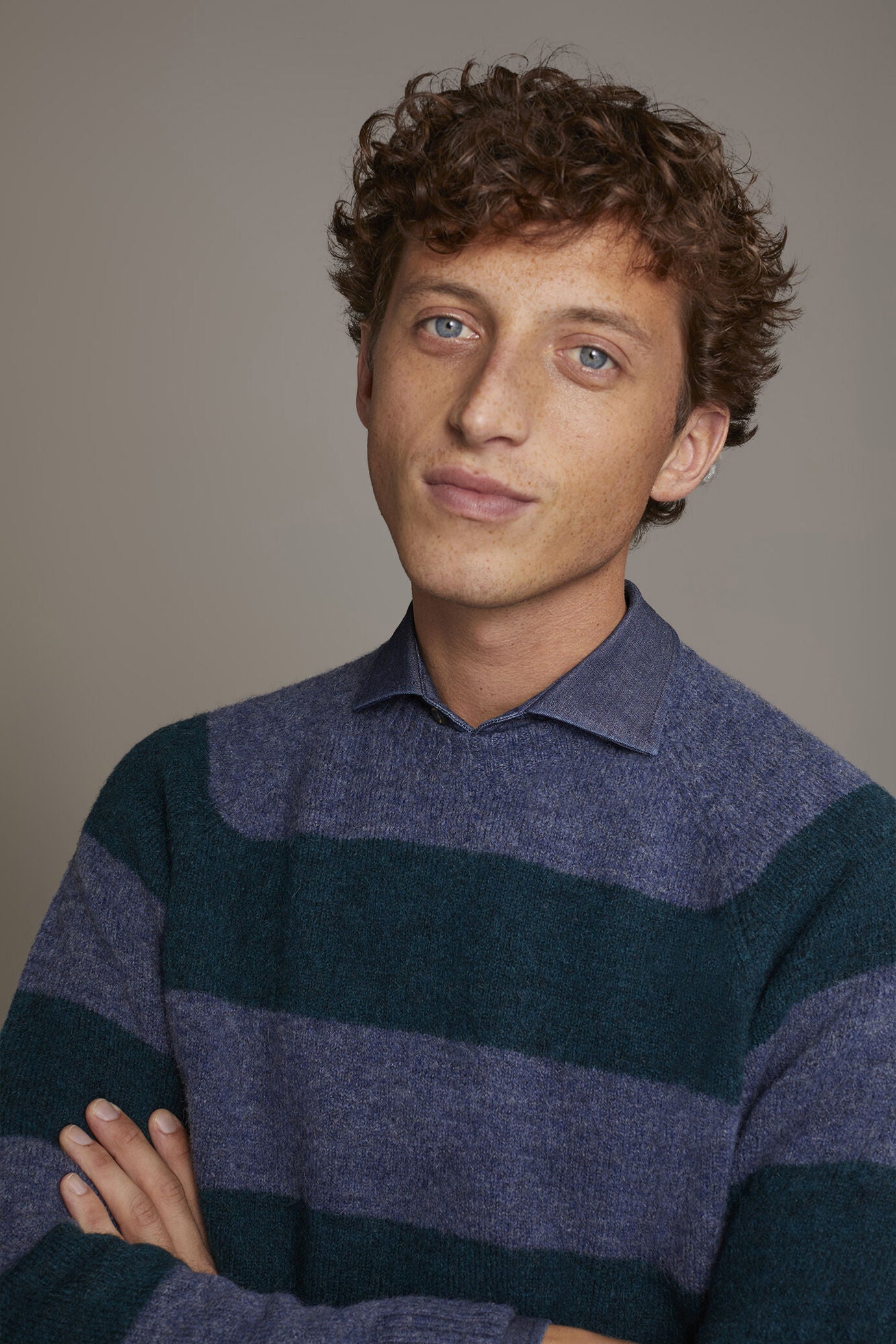 Mohair wool blend round neck sweater