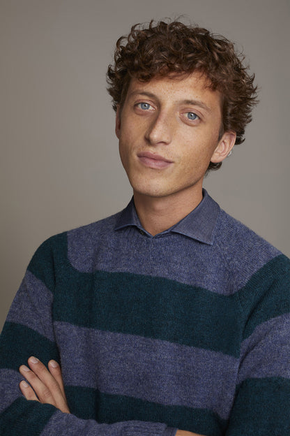 Mohair wool blend round neck sweater