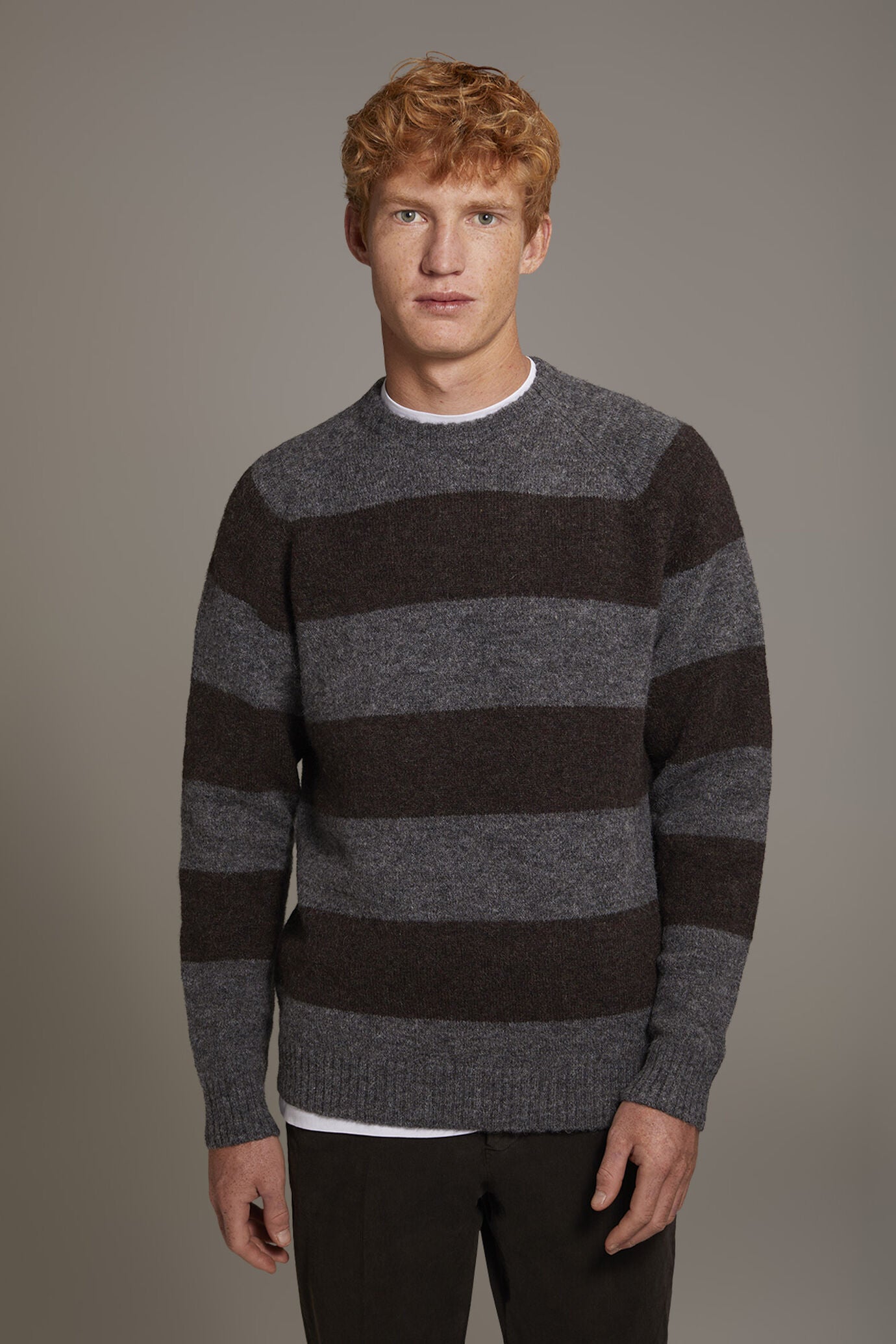 Mohair wool blend round neck sweater