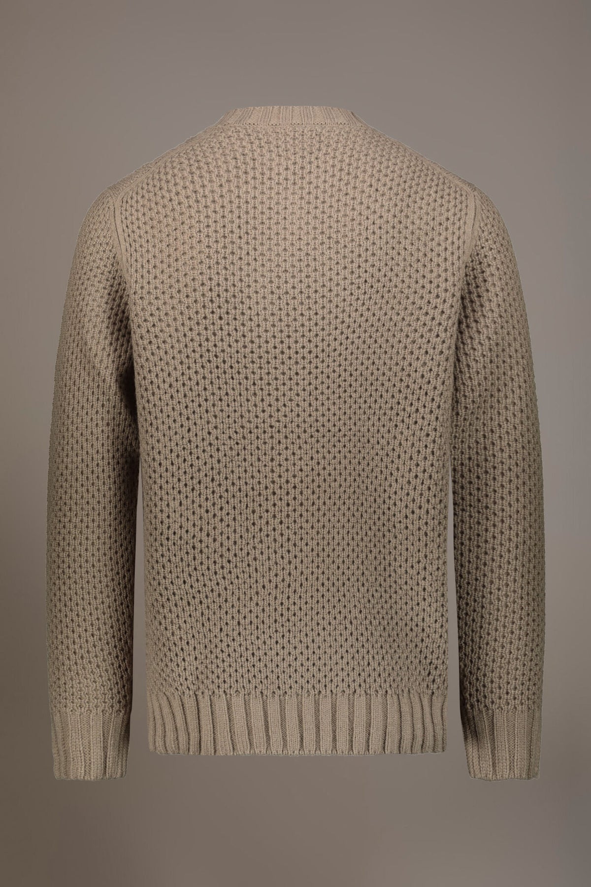 Wool blend round neck sweater with honeycomb heavy knitting