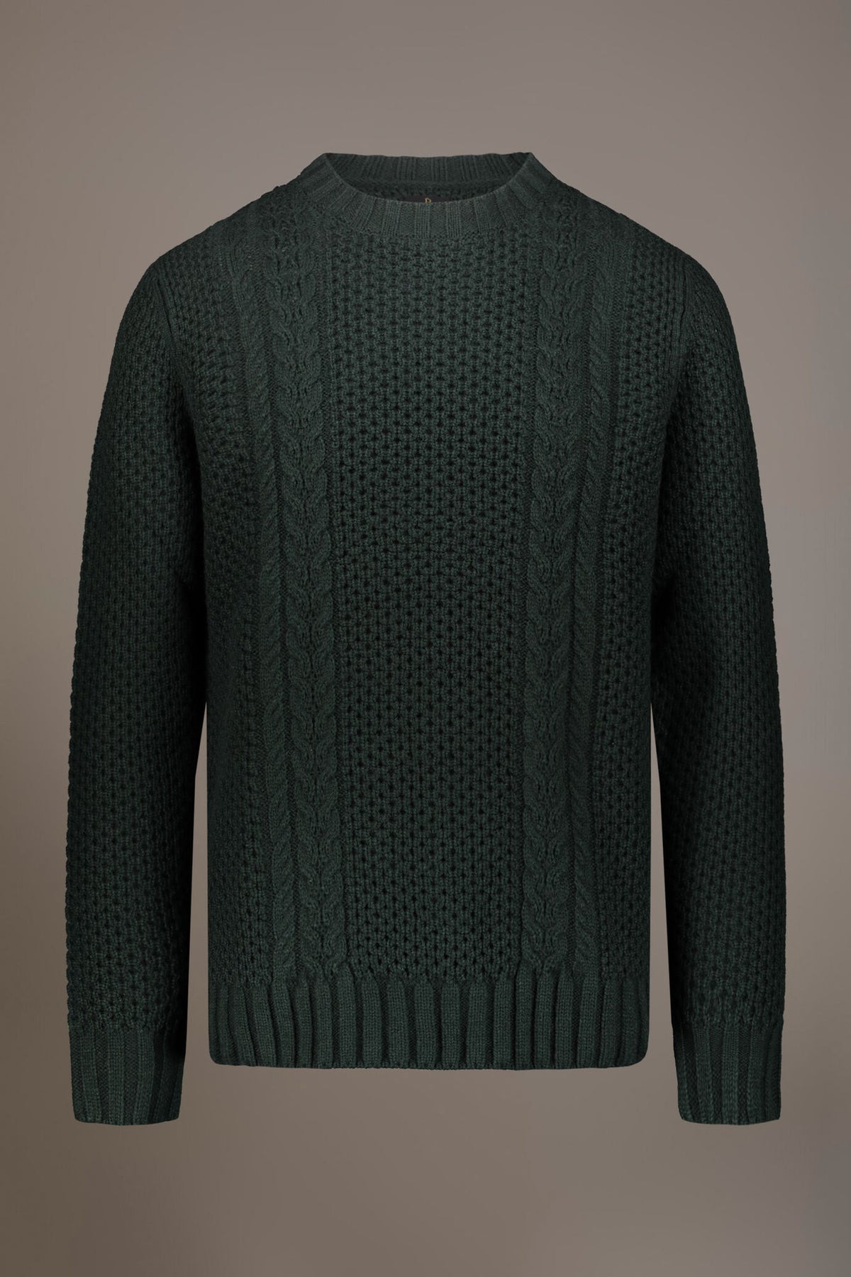 Wool blend round neck sweater with honeycomb heavy knitting