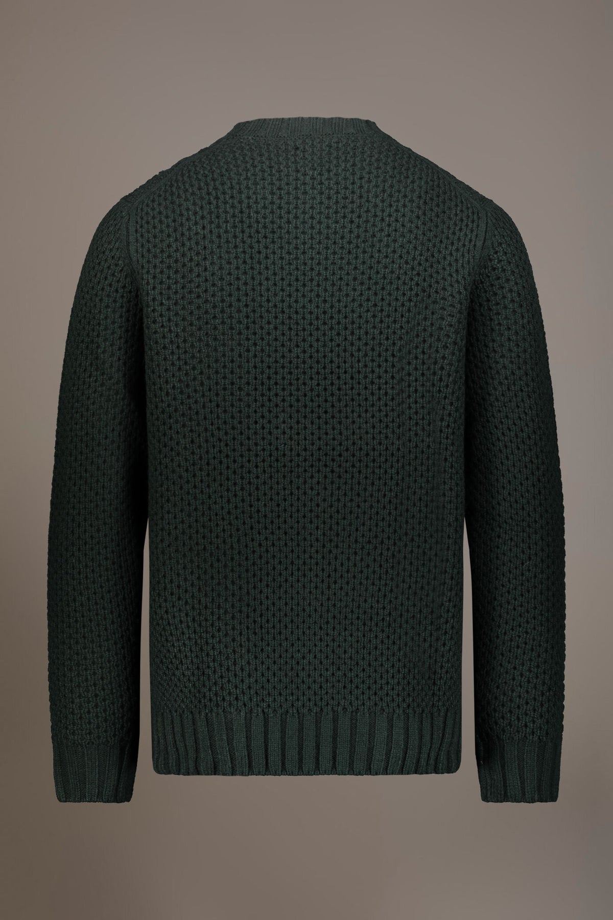 Wool blend round neck sweater with honeycomb heavy knitting