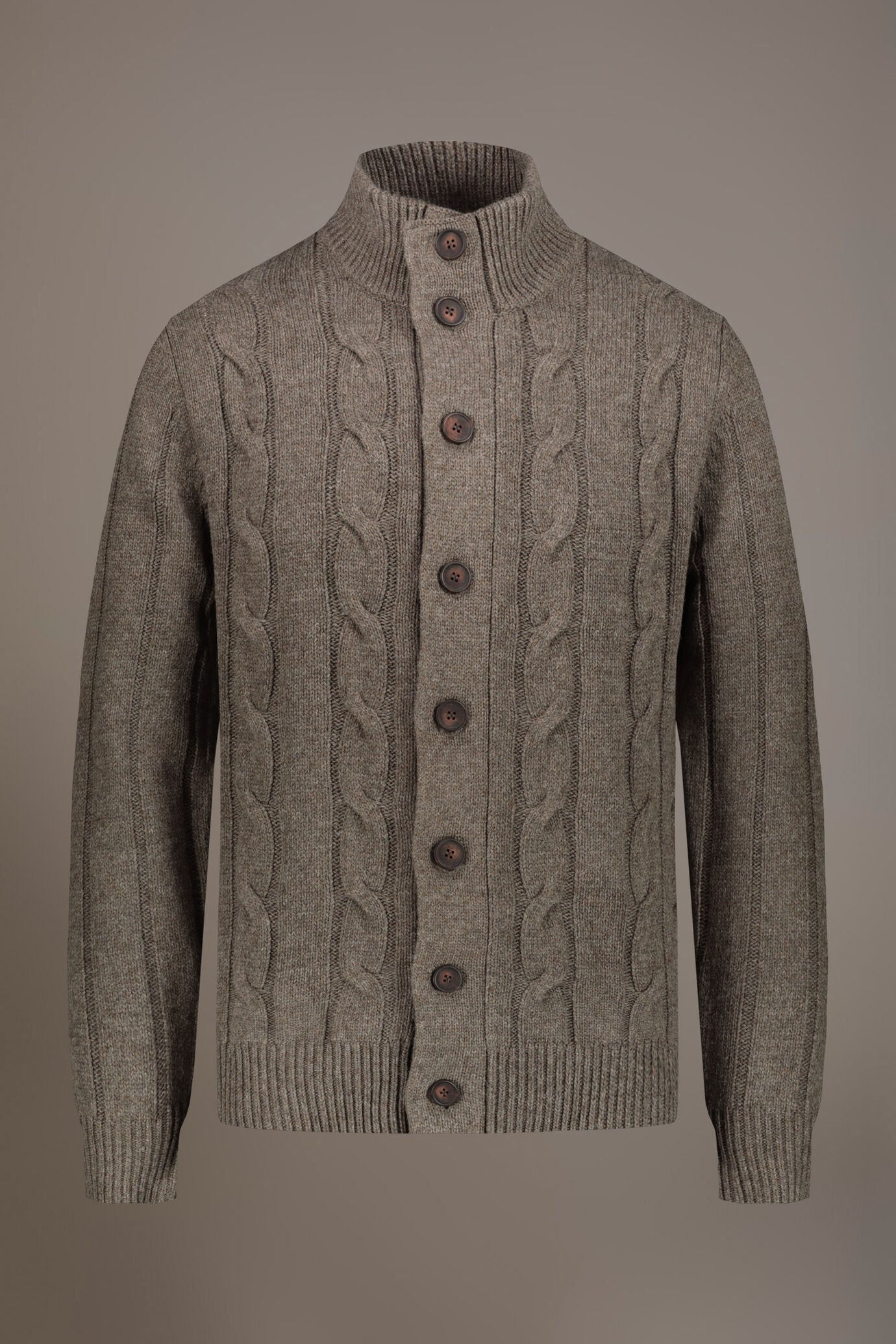 Wool mixed cardigan with braids