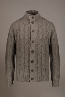Wool mixed cardigan with braids