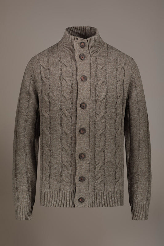 Wool mixed cardigan with braids