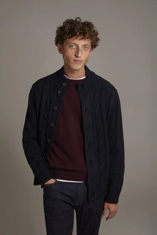 Wool mixed cardigan with braids