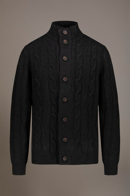 Wool mixed cardigan with braids