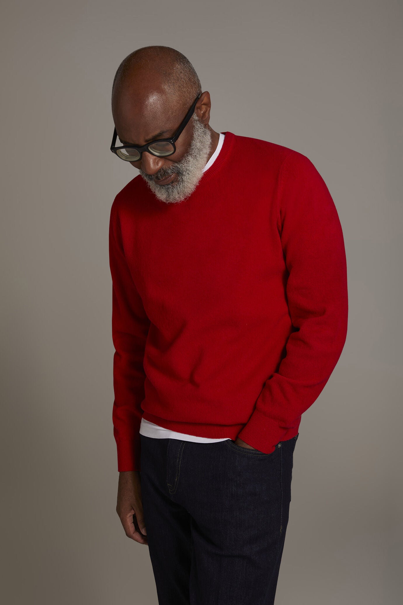 Round neck lambswool blend sweater