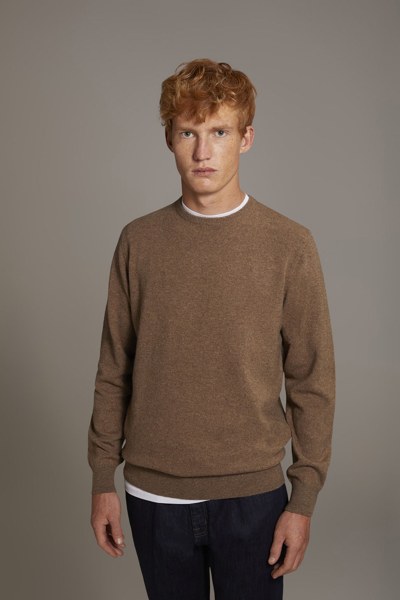 Round neck lambswool blend sweater