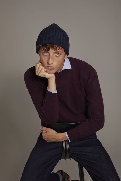 Round neck lambswool blend sweater