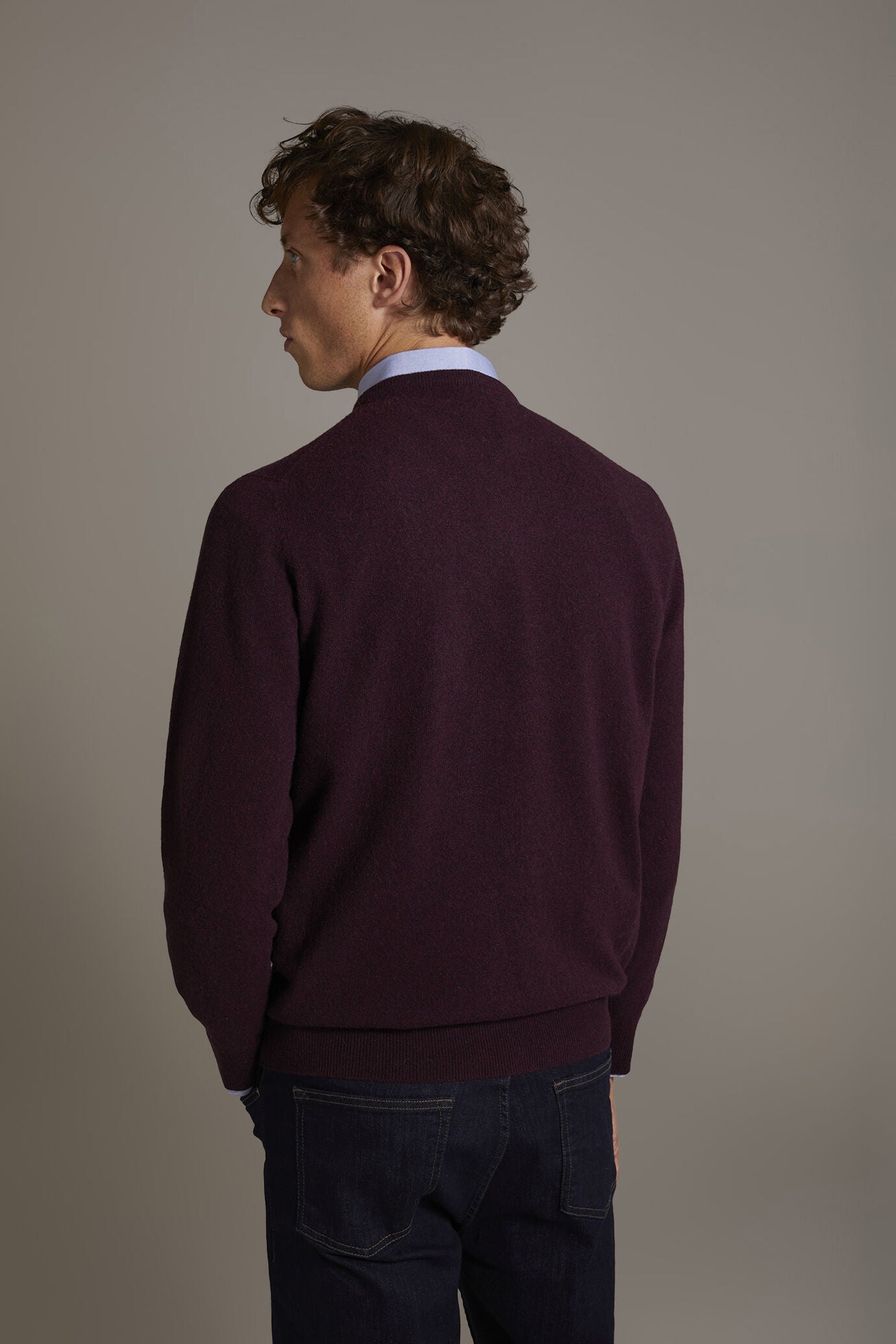 Round neck lambswool blend sweater