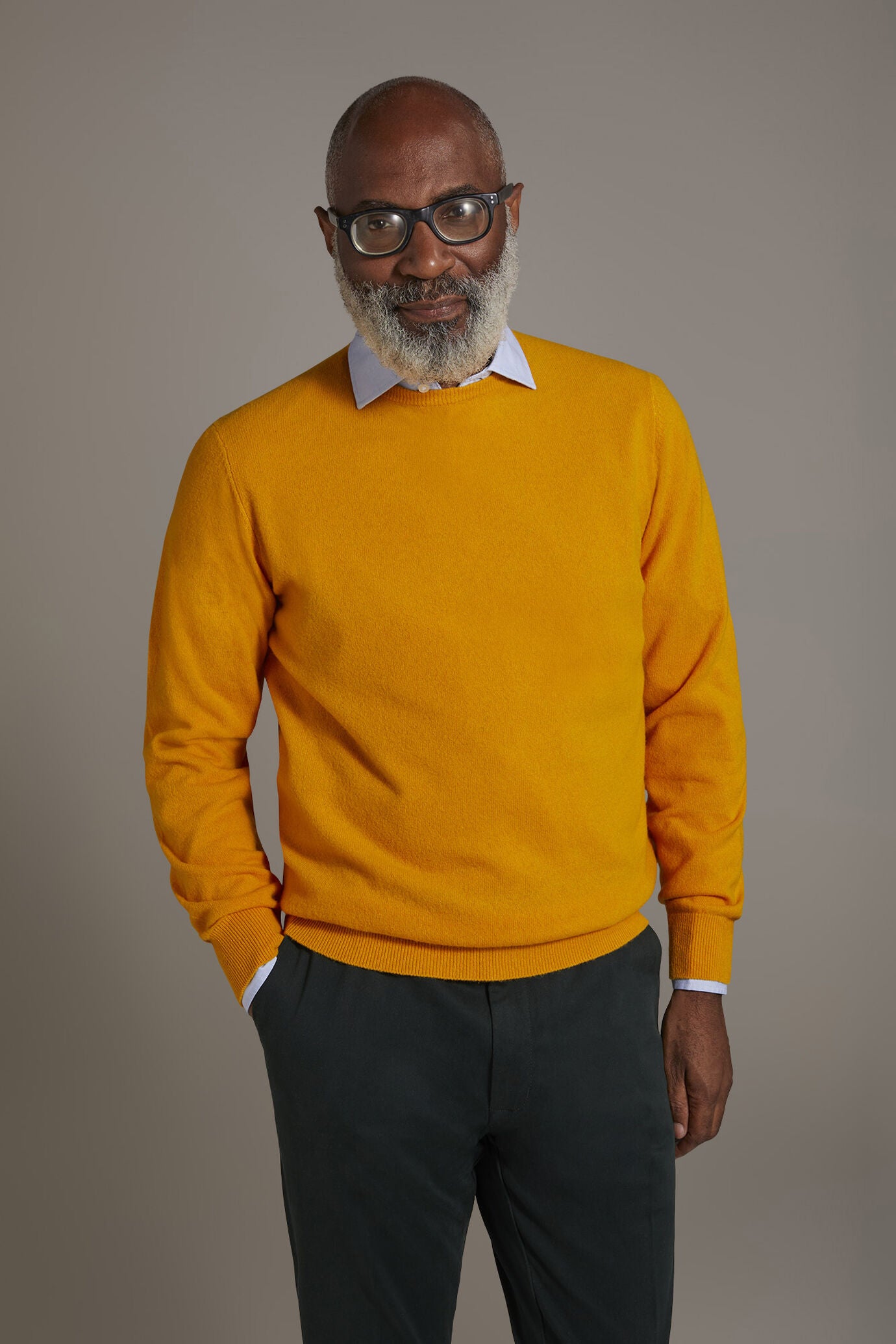 Round neck lambswool blend sweater
