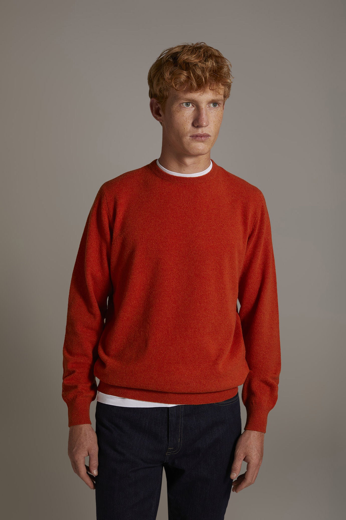 Round neck lambswool blend sweater