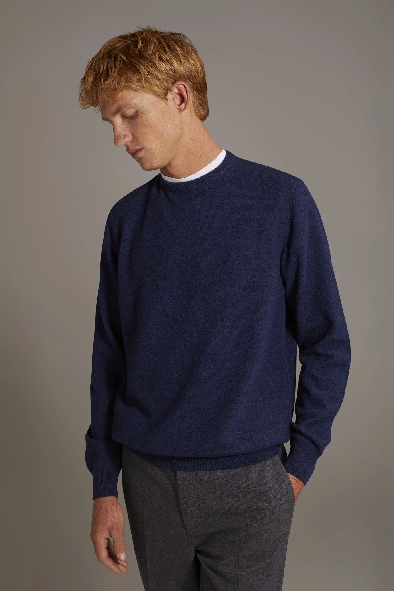 Round neck lambswool blend sweater