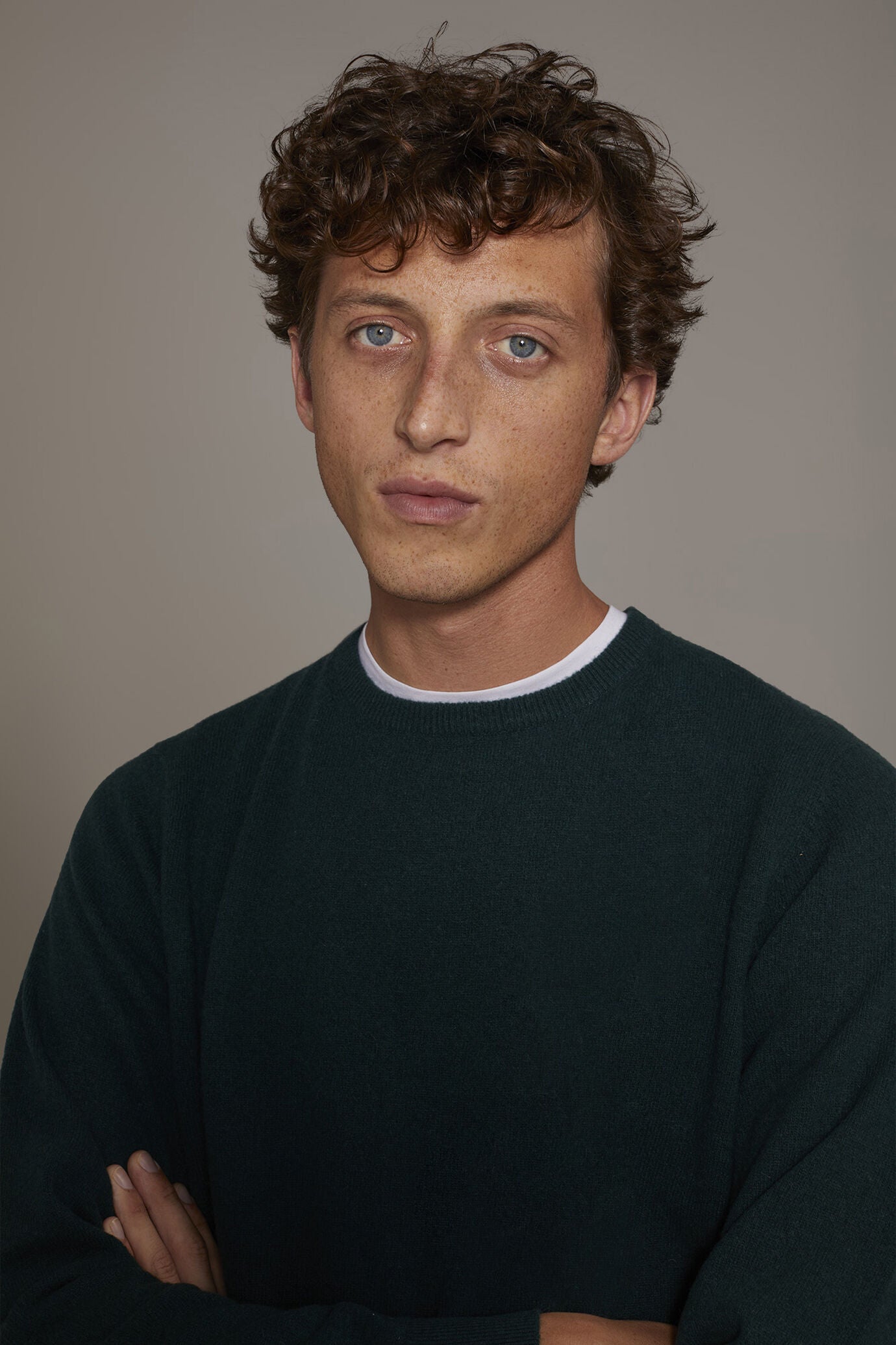 Round neck lambswool blend sweater