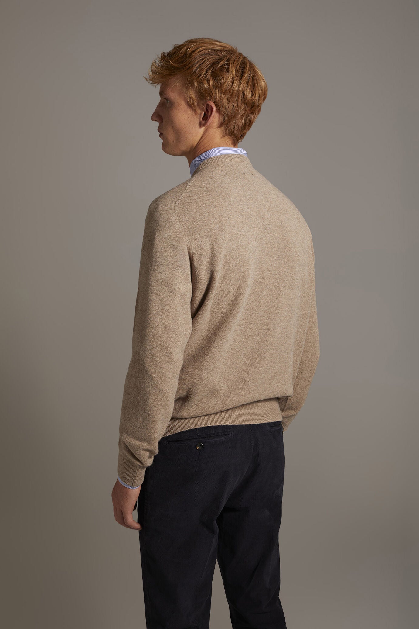 Round neck lambswool blend sweater