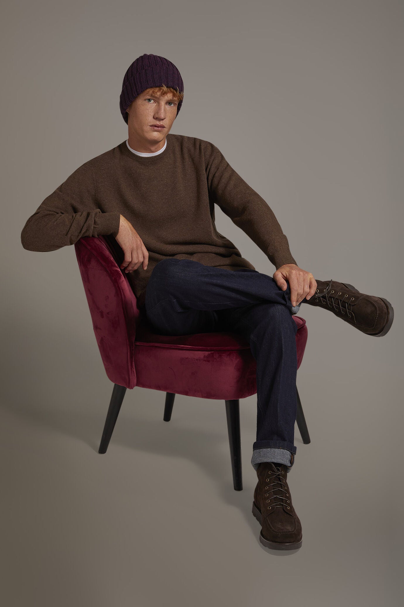 Round neck lambswool blend sweater