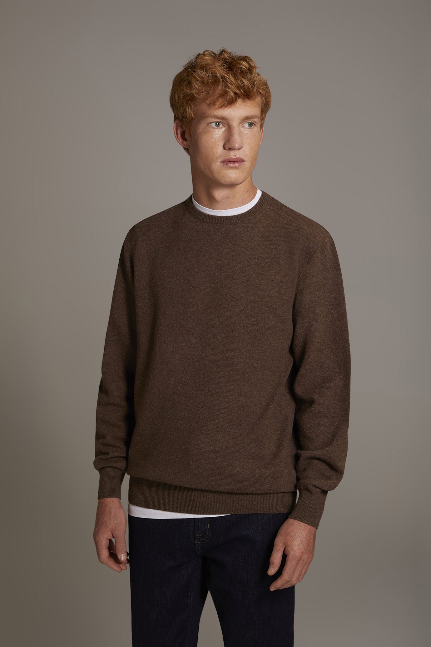 Round neck lambswool blend sweater