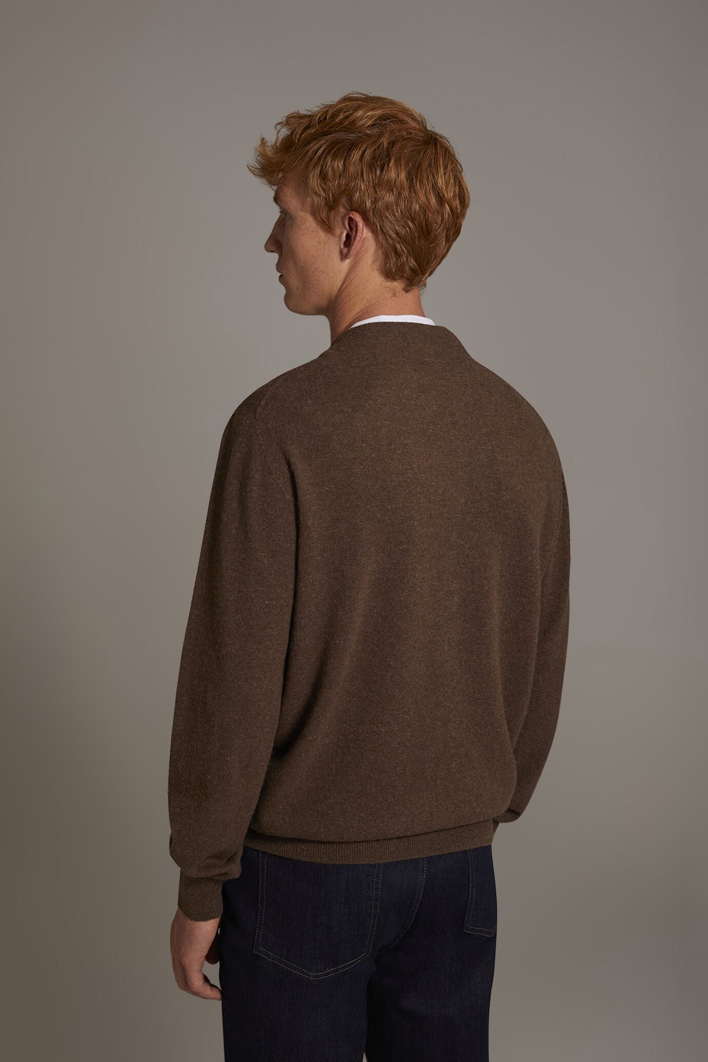Round neck lambswool blend sweater