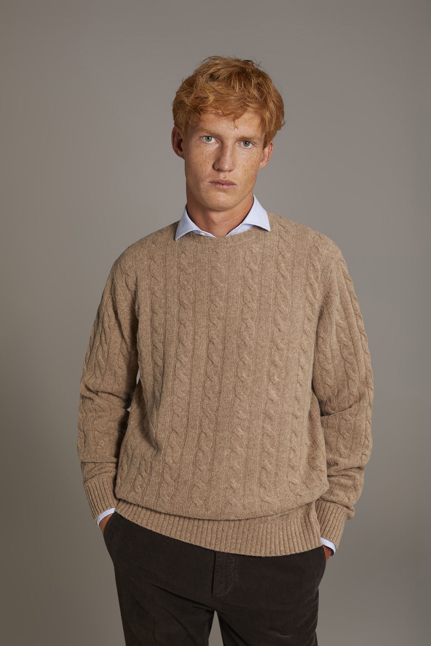 Round neck lambswool blend sweater
