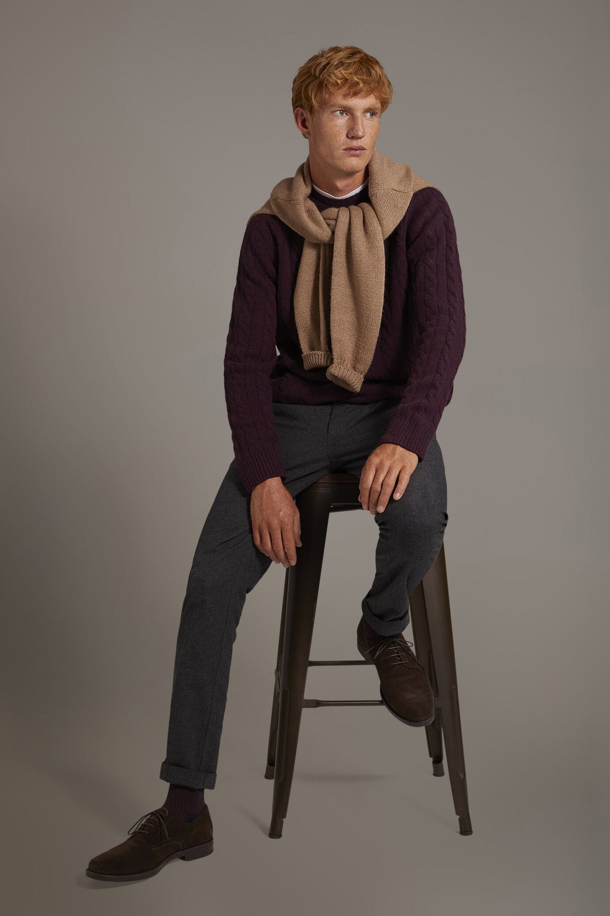 Round neck lambswool blend sweater