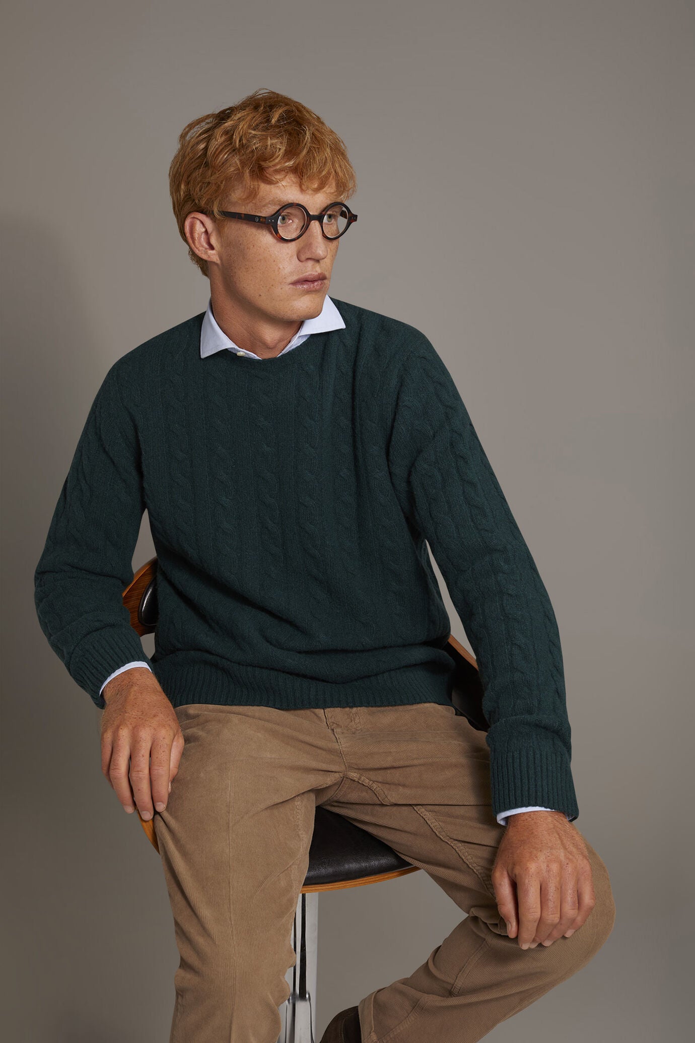 Round neck lambswool blend sweater