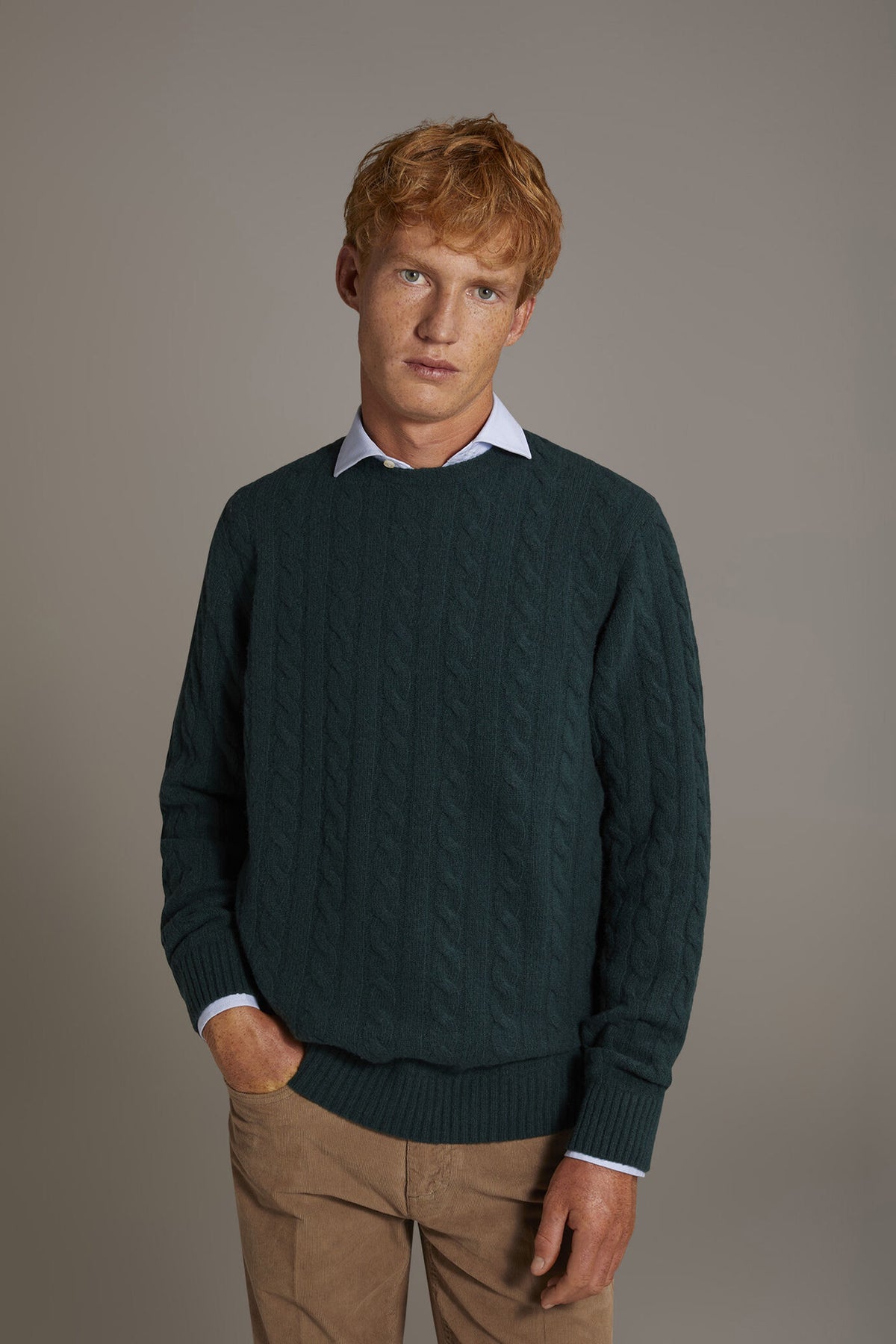 Round neck lambswool blend sweater