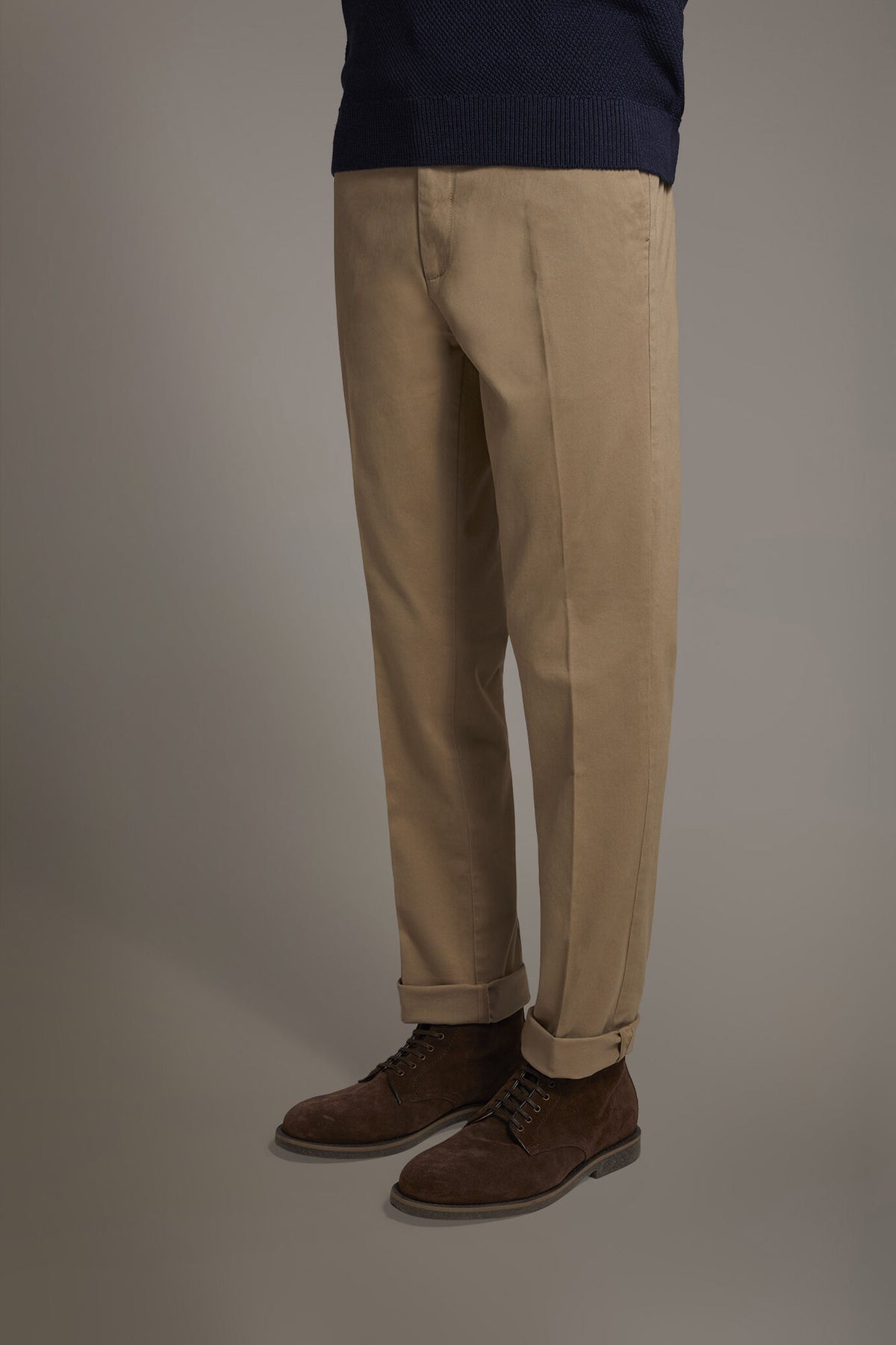 Men's classic regular fit chino pants stretch twill fabric