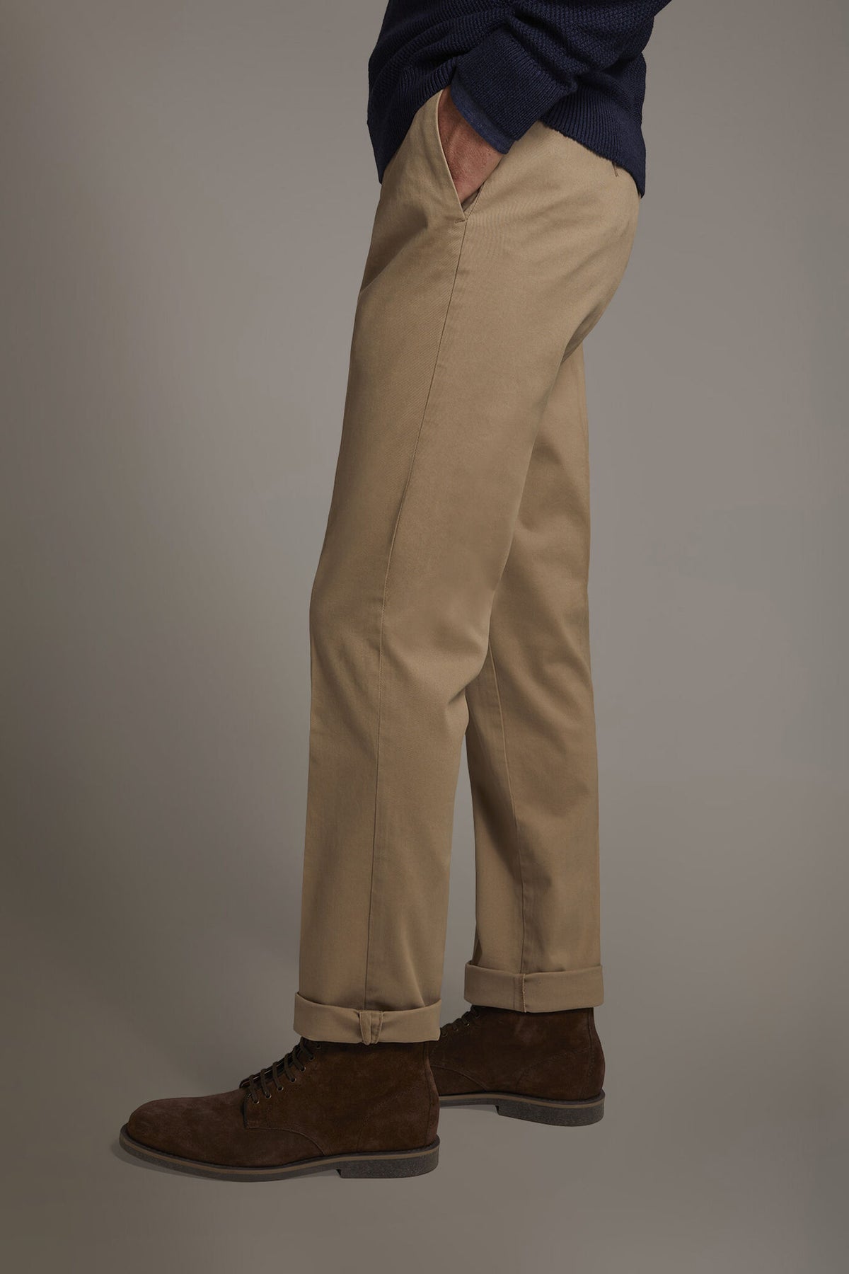 Men's classic regular fit chino pants stretch twill fabric