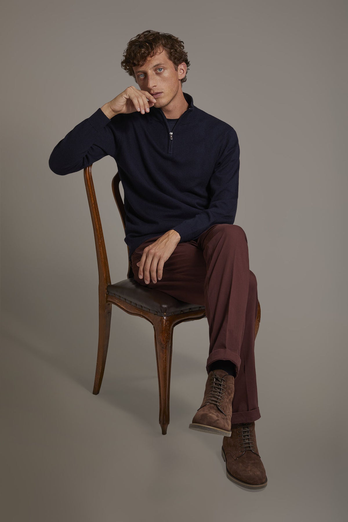 Men's classic regular fit chino pants stretch twill fabric