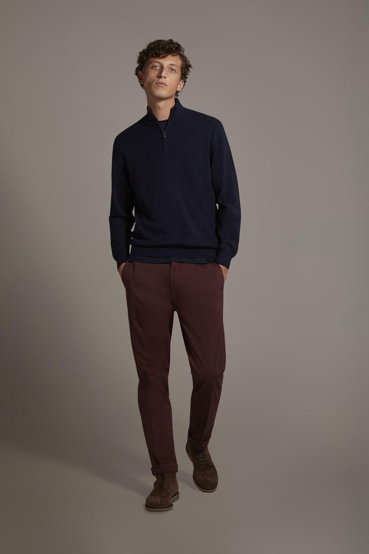 Men's classic regular fit chino pants stretch twill fabric