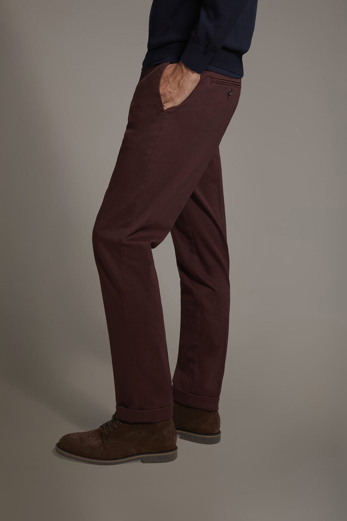 Men's classic regular fit chino pants stretch twill fabric