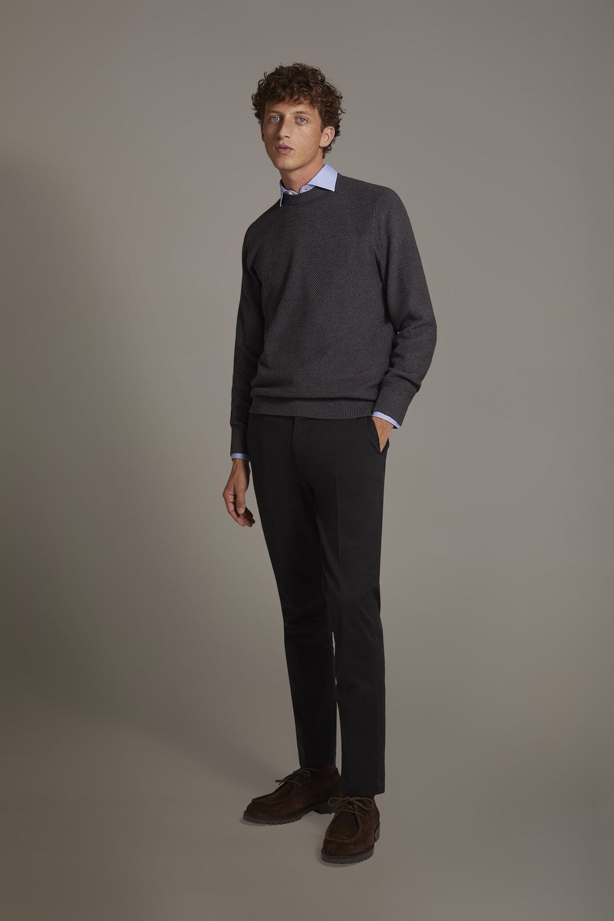 Men's classic regular fit chino pants stretch twill fabric