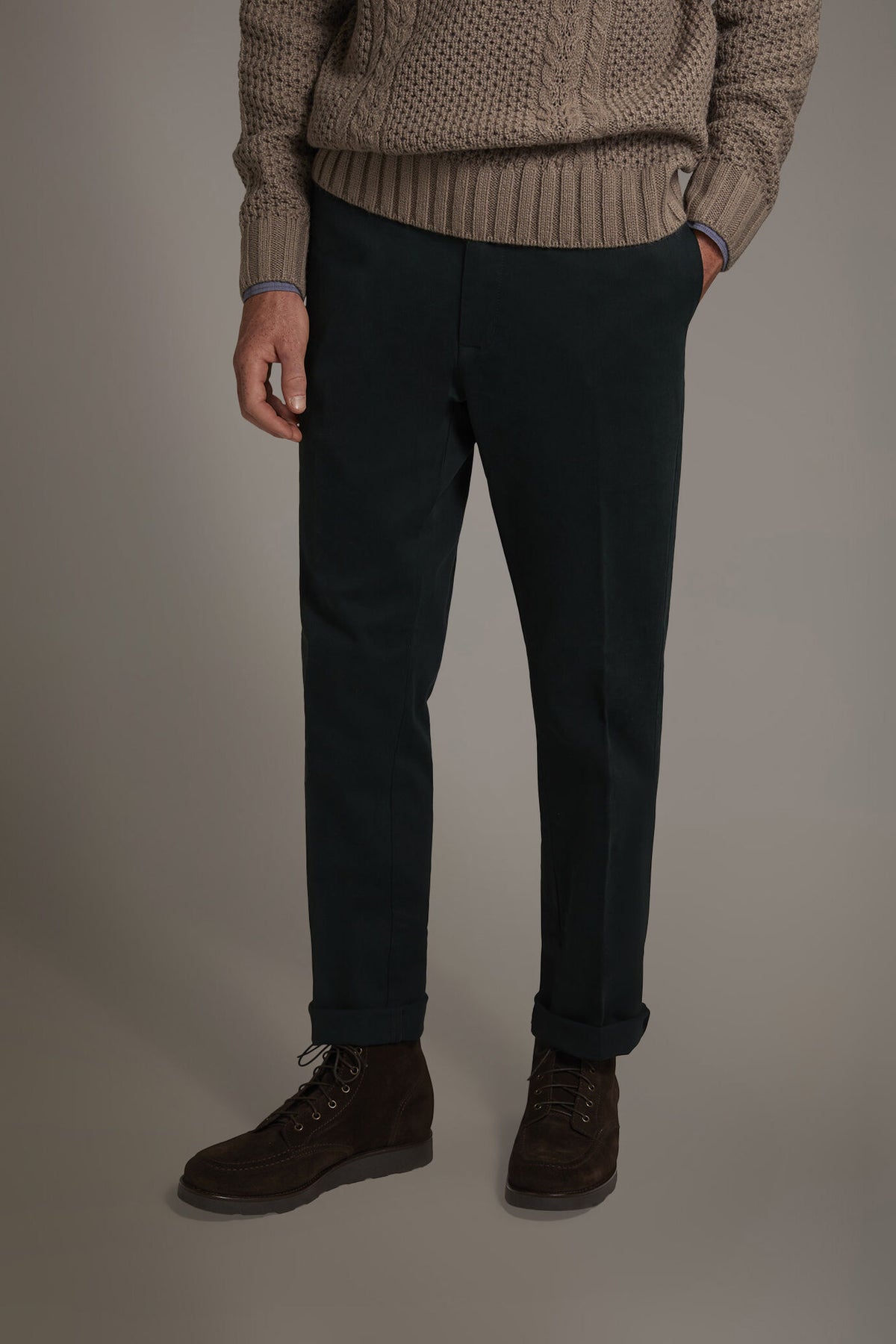 Men's classic regular fit chino pants stretch twill fabric
