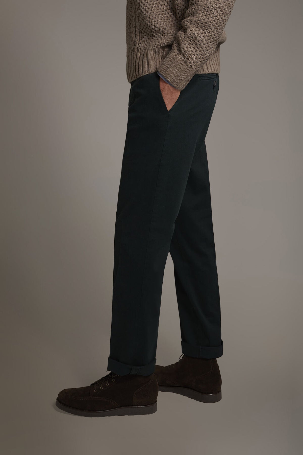 Men's classic regular fit chino pants stretch twill fabric