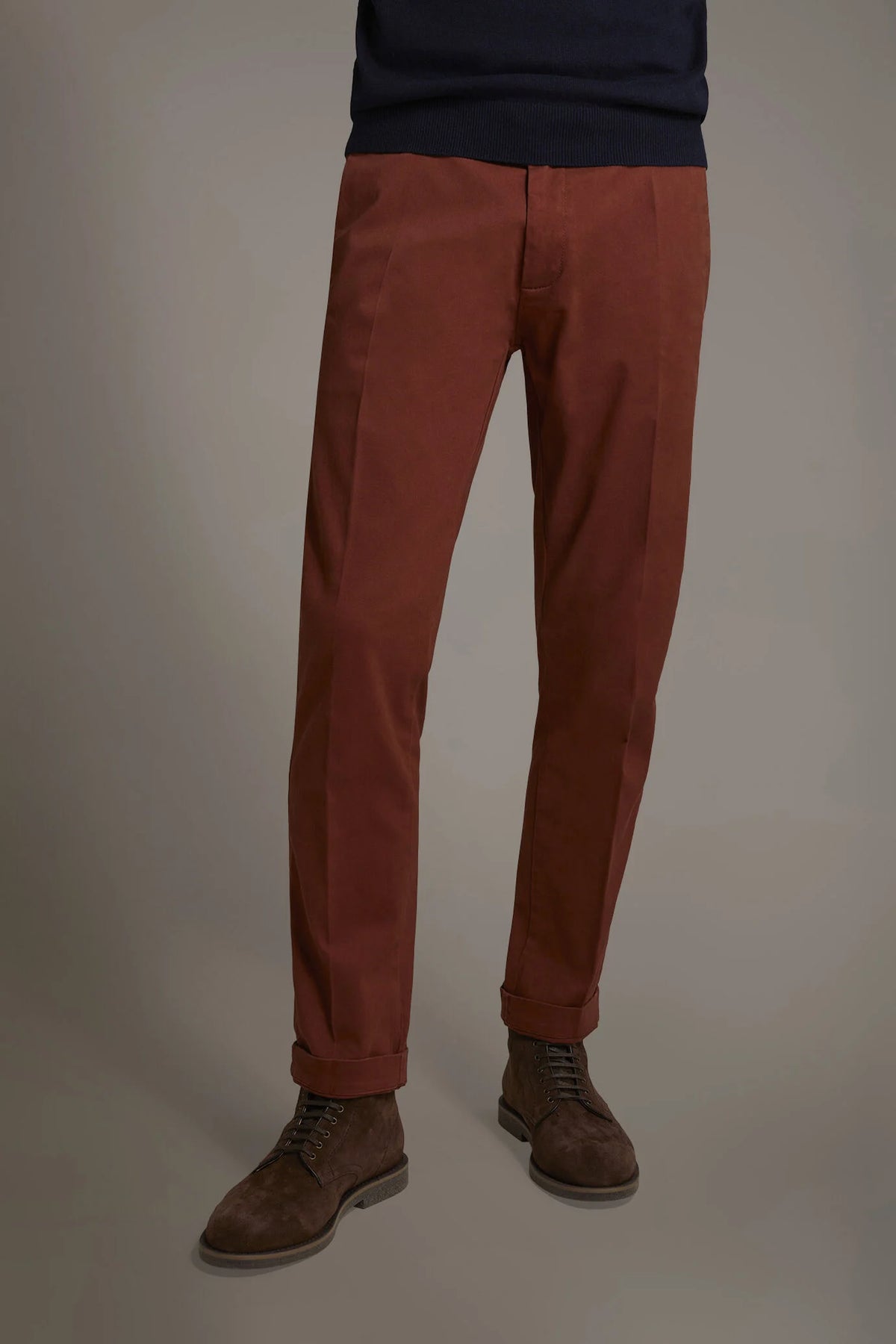 Men's classic regular fit chino pants stretch twill fabric