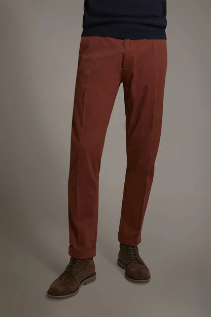 Men's classic regular fit chino pants stretch twill fabric
