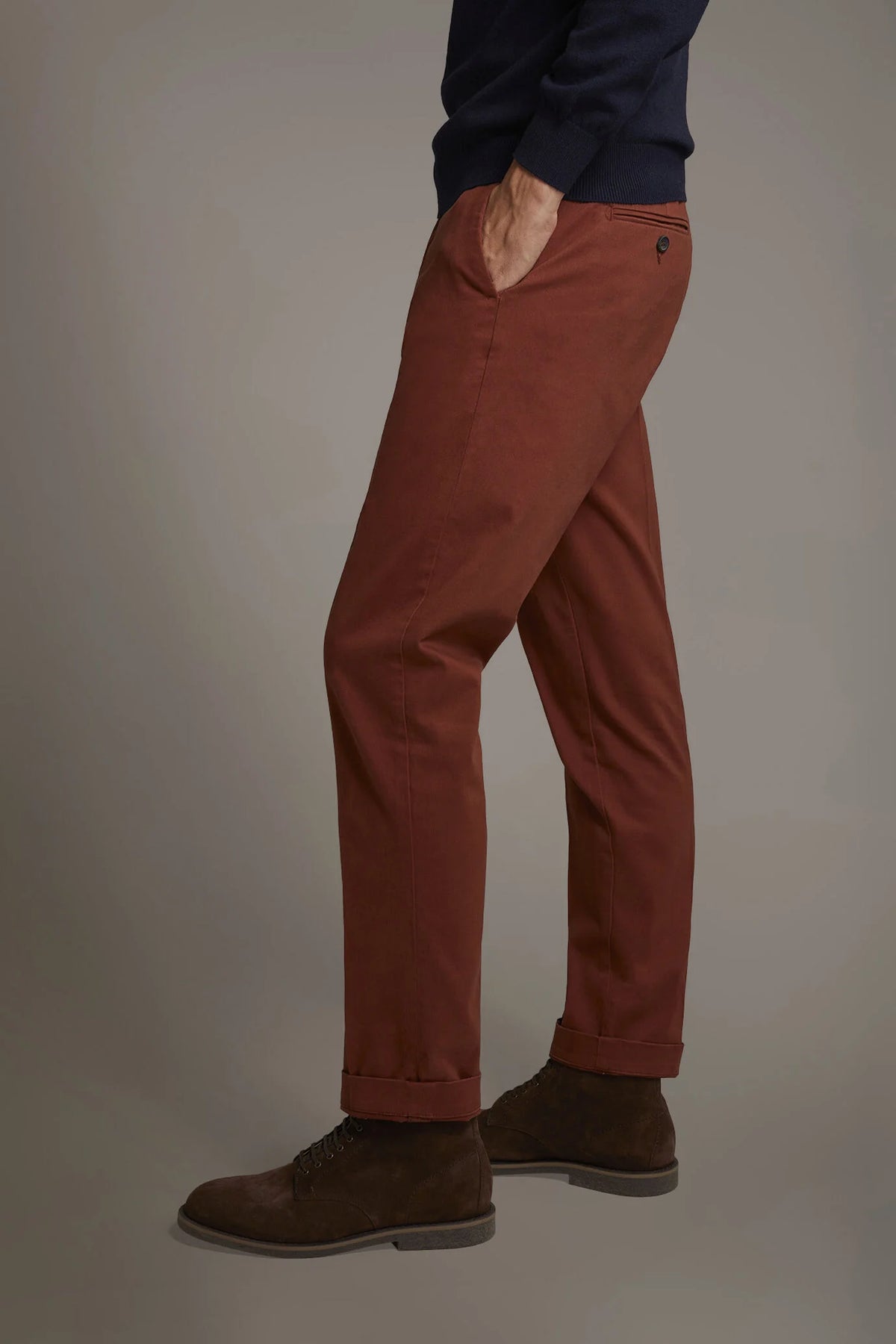 Men's classic regular fit chino pants stretch twill fabric