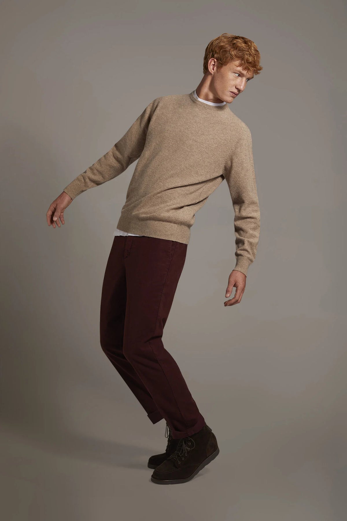 Regular fit chino trousers in moleskin fabric