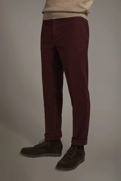 Regular fit chino trousers in moleskin fabric