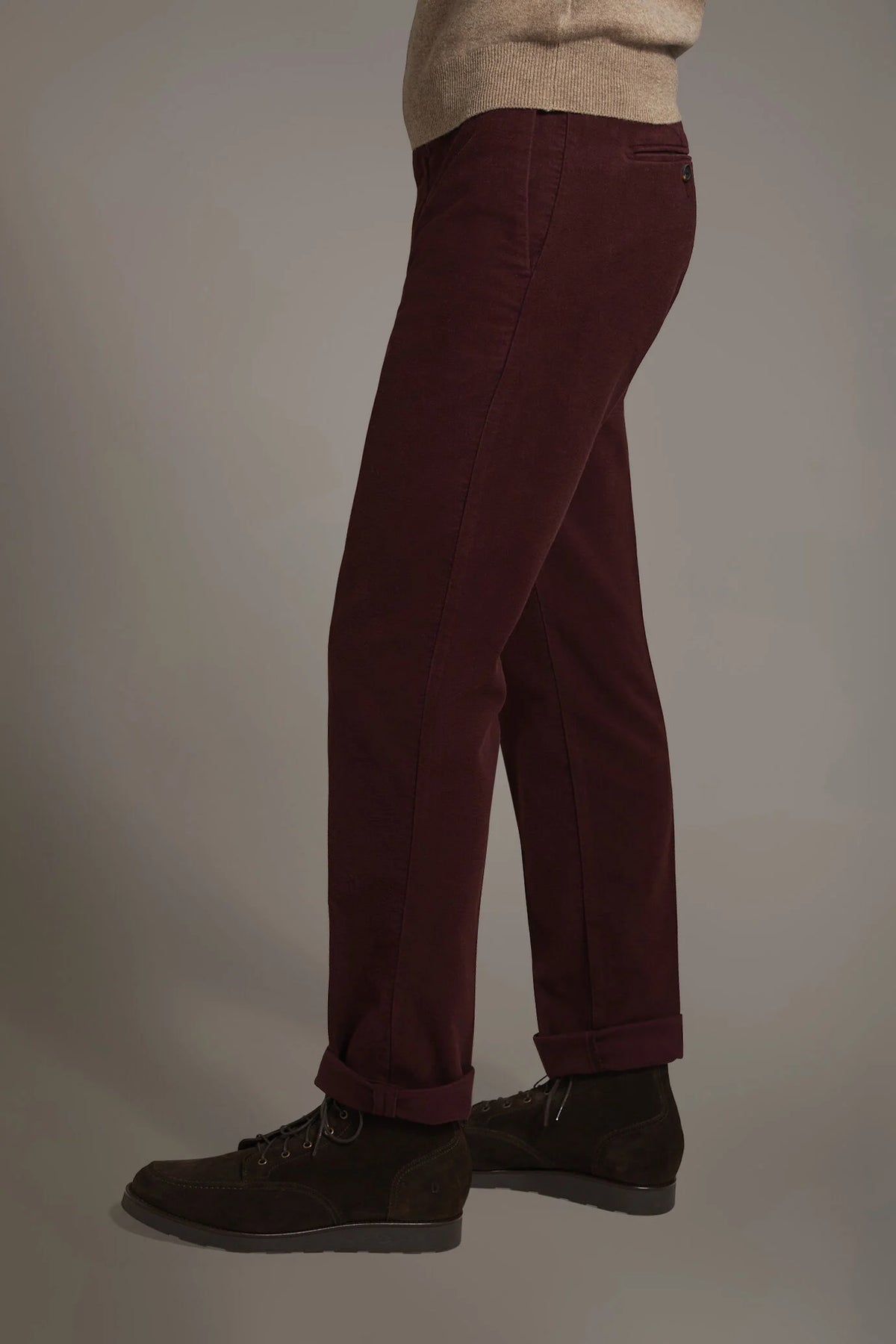 Regular fit chino trousers in moleskin fabric