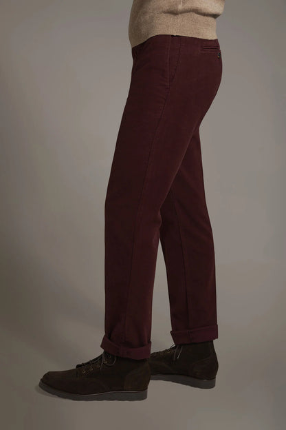 Regular fit chino trousers in moleskin fabric