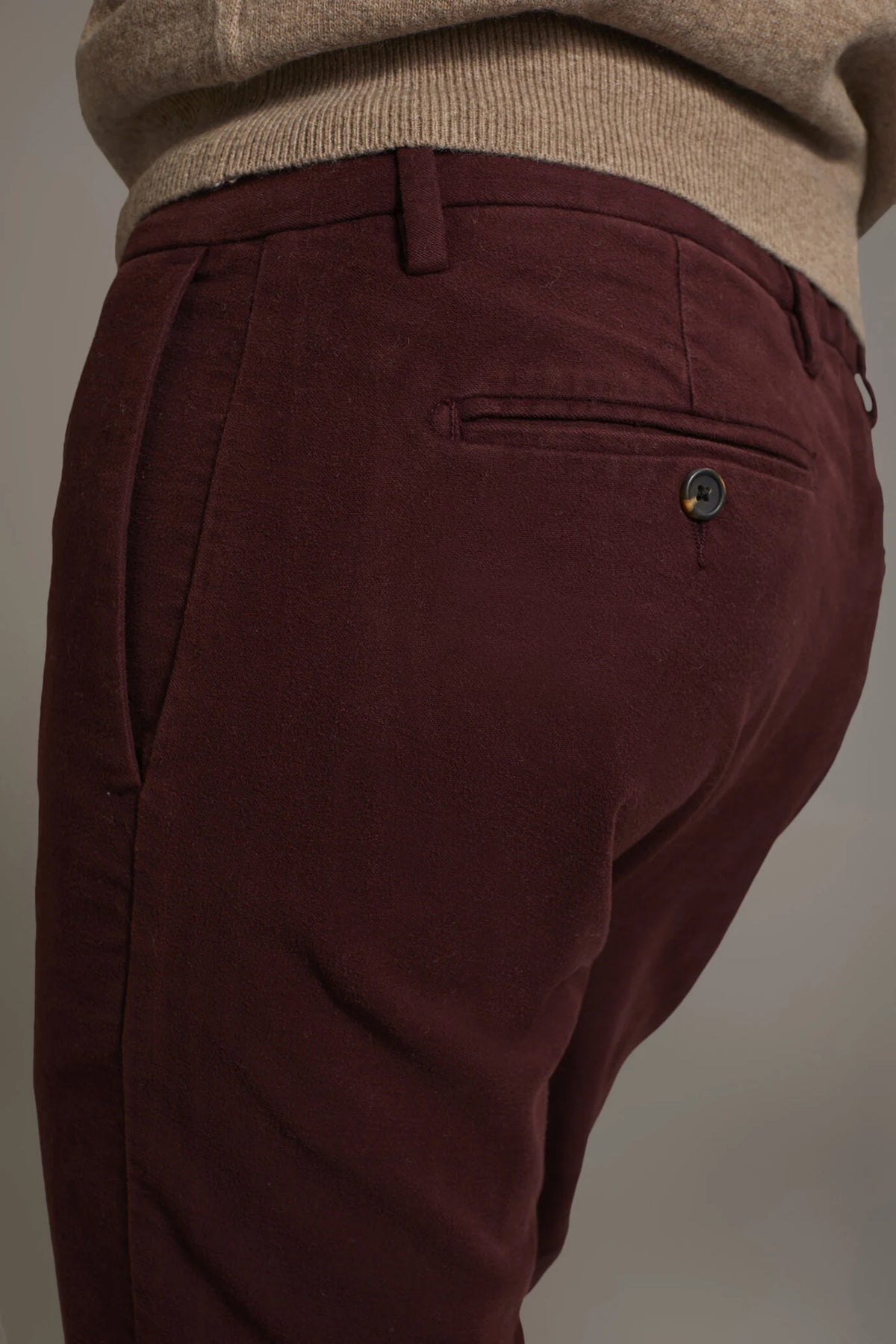 Regular fit chino trousers in moleskin fabric