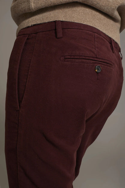Regular fit chino trousers in moleskin fabric